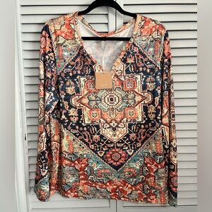Aztec v-neck top